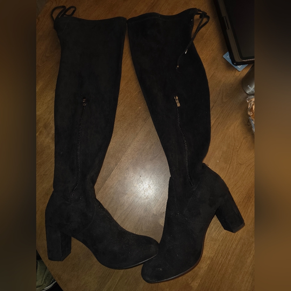 Vepose Black Platform Knee Boots